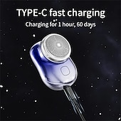 halpa Karvanpoisto-1kpl Kannettava miniparranajokone USB-ladattava partatrimmeri parranajokasvojen johdoton kone märkäkuiva kivuton parranajokone