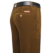 tanie Szczupły-Męskie Garnitury Spodnie sztruksowe Spodnie zimowe Spodnie Kieszeń Prosta noga Równina Komfort Ciepłe Ślub Biuro Biznes Moda miejska Codzienny Czarny Granatowy Średnio elastyczny