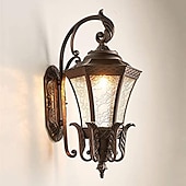abordables luces de pared al aire libre-Aplique de pared led accesorio de iluminación antiguo aplique de pared linterna externa impermeable a prueba de óxido de aluminio linterna de vidrio lámpara de pared linterna patio jardín balcón