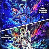 billige Blacklight -billedvev-astronaut blacklight uv reaktiv veggteppe måne basketball kunst dekor teppe gardin piknik duk hengende hjem soverom stue sovesal dekorasjon gave polyester