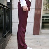 economico Fiammata-Per uomo Laurea Pantaloni Eleganti Pantaloni a Zampa Pantaloni a zampa Pantaloni Tasca Gamba Dritta Tinta unita Comodità Matrimonio Ufficio Affari Streetwear Retrò Nero Bianco Micro-elastico