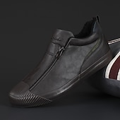 abordables Baskets-baskets à enfiler en cuir jaune pour hommes avec fermeture à glissière pour une tenue décontractée
