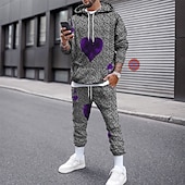 baratos Conjunto de Moletom 3D Masculino-Homens Gráfico Pôquer 2pcs Conjuntos de moletom 3D Moletom Moletons Manga Longa Calças compridas Com Capuz Roupa de rua Designer Básico Desportos e Ar livre Casual Esportes Imprimir Primavera Outono