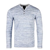 economico Maglietta casual Henley-Per uomo Maglietta con bottoni Maglia Henley Maglietta Camicia a Maniche Lunghe Manica Lunga Henley Primavera &amp; Estate Semplice Moda Streetwear Casual Quotidiano Bottoni All&#039;aperto Sport Uscire Nero
