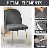 abordables Funda para silla de comedor-Funda para silla de comedor, tapizada en terciopelo elástico, funda para silla de comedor lateral, funda para silla de comedor con respaldo curvo en color burdeos y rojo, fundas para sillas de