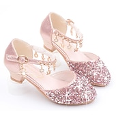 abordables Accesorios-Zapatos de princesa Elsa de cuento de hadas de Frozen para niñas, película de cosplay, lentejuelas, Halloween, zapatos plateados, dorados y rosados, Halloween, carnaval, mascarada, disfraces de plástico de poliéster.
