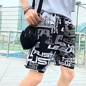 お買い得  男性用水泳パンツ-男性用 ボードショーツ スイムショーツ スイムトランク サマーショーツ ビーチショーツ ドローストリング 弾性ウエスト プリント 植物 格子 グラフィック 履き心地よい カジュアル 日常 ビーチ ファッション ストリートファッション ブラック ホワイト マイクロエラスティック