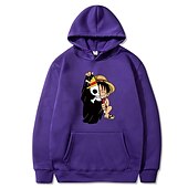 ieftine Grafică a personajelor din desene animate și film-One Piece Monkey D. Luffy Hanorac cu Glugă Anime Desen animat Anime Buzunar frontal Grafică Pentru Pentru cupluri Bărbați Pentru femei Adulți Halloween Carnaval Ștanțare la cald Stradă Zilnic