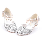 abordables Accesorios-Zapatos de princesa Elsa de cuento de hadas de Frozen para niñas, película de cosplay, lentejuelas, Halloween, zapatos plateados, dorados y rosados, Halloween, carnaval, mascarada, disfraces de plástico de poliéster.