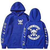 cheap Cartoon &amp; Movie Character Graphic-One Piece Monkey D. Luffy Hoodie Anime Cartoon Anime Front Pocket Graphic For Couple&#039;s Men&#039;s Women&#039;s Adults&#039; Hot Stamping