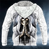 economico Felpe con cappuccio da uomo-Per uomo Teschi Stampe astratte Felpa con cappuccio Felpe Felpa Felpa con cappuccio pullover Manica lunga Felpa con cappuccio Con cappuccio Streetwear Stampa 3D Giornaliero Sport Rosso e nero Grigio