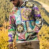cheap Men&#039;s Pullover Hoodies-Men&#039;s Rainbow Graphic Prints Hoodie Hoodies Sweatshirt Pullover Hoodie Sweatshirt Long Sleeve Hooded Sweatshirt Hooded Streetwear 3D Print Daily Sports Black Red Print Spring &amp;  Fall Designer