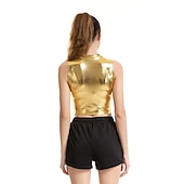 tanie Najfatalniejszy-Metaliczne Lata 80 Błyszczący patent na lateks Crop top Skóra PU Strój na bal maskowy Damskie Strój karnawałowy Bal maskowy Impreza Wieczór panieński Parada równości Dla dorosłych Top