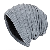 billiga Mössa mössa-Herr Mössa Vinter hattar Holk Sticka manschetter Svart Vin Akrylik Fiber Stickat Fleece Mode Traditionell / Klassisk Friluftskläder Ledigt / vardag Slät Varm