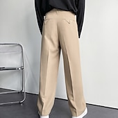 tanie Luźny-Męskie Garnitury Spodnie Spodnie codzienne Plisowane spodnie Spodnie garniturowe Kieszeń Prosta noga Równina Komfort Oddychający Codzienny Święto Streetwear Elegancki Styl klasyczny Czarny Biały