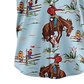 economico Camicia vintage-Derby del Kentucky Per uomo Cowboy Camicia Camicia hawaiana estiva Camicia Aloha Maniche Corte Camicia Collo ripiegato Vintage Tropicale Moda Streetwear Casuale Camicia hawaiana Blu S M L