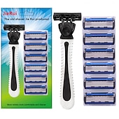 baratos Depiladores-Clássico de 3 peças de metal duplo lâmina de barbear de segurança ecológica cabo longo kit de barbear úmido para homens mulheres com 6 lâminas de platina