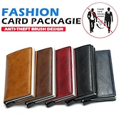 זול holder כרטיס RFID-מחזיק כרטיס בנק ID ארנק יוקרה מותג גברים חוסם RFID מוגן עור דק מינימלי קטנים ארנקי כסף