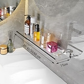 economico Mensole per il bagno-Carrello per doccia Mensola da bagno in acrilico nero/oro, lavabo per WC perforato, scaffale per WC a parete