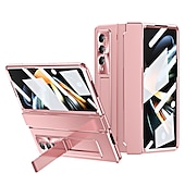 Недорогие Чехлы для Samsung-телефон Кейс для Назначение SSamsung Galaxy Z-сгиб 6 Z Fold 5 Z Fold 4 Z Fold 3 Чехол со стендом Флип Полная защита тела Однотонный ПК