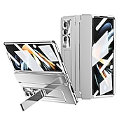 Недорогие Чехлы для Samsung-телефон Кейс для Назначение SSamsung Galaxy Z-сгиб 6 Z Fold 5 Z Fold 4 Z Fold 3 Чехол со стендом Флип Полная защита тела Однотонный ПК