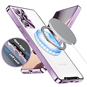 economico Cover Samsung-telefono Custodia Per Samsung Galaxy S24 S23 Ultra Plus S22 S21 Plus Ultra Note 20 Ultra S20 FE Custodia ad adsorbimento magnetico Con Magsafe Placcato Doppia setola Supporta la ricarica wireless