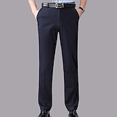 preiswerte Schlank-Herren Anzughosen Hose Hosen Tasche Gerade geschnitten Glatt Hochzeit B¨¹ro Arbeit Baumwollmischung Schick &amp; Modern Ausgefallene Schwarz Weiß Hoher Taillenbund Mikro-elastisch