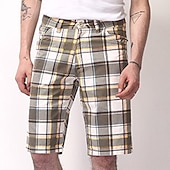 olcso munka rövidnadrág-Férfi Chino Shorts Bermuda nadrág Munkanadrág Zseb Rács Mokaszinok Rövid Szabadtéri Hétköznapi Napi Utcai sikk Stílusos Világosbarna Khakizöld