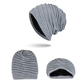 billiga Mössa mössa-Herr Mössa Vinter hattar Holk Sticka manschetter Svart Vin Akrylik Fiber Stickat Fleece Mode Traditionell / Klassisk Friluftskläder Ledigt / vardag Slät Varm
