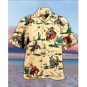 economico Stampa oceanica-Per uomo Squalo Prodotti per pesci Palma Maglietta informale Camicia hawaiana Camicia da campo Maniche corte Camicia Collo ripiegabile Hawaiano Originale Informale Per uscire A B C Stampa 3D S M L
