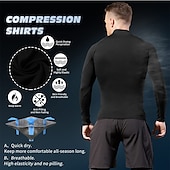 cheap Men&#039;s Active Tees &amp; Tanks-Men&#039;s Compression Shirt Running Shirt Long Sleeve Base Layer Summer Breathable Quick Dry Moisture Wicking Power Flex Fitness Gym Workout Running Sportswear Activewear Dark Grey Black White