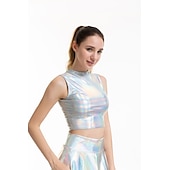 tanie Najfatalniejszy-Metaliczne Lata 80 Błyszczący patent na lateks Crop top Skóra PU Strój na bal maskowy Damskie Strój karnawałowy Bal maskowy Impreza Wieczór panieński Parada równości Dla dorosłych Top