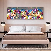 cheap Animal Paintings-Oil Painting 100% Handmade Hand Painted Wall Art On Canvas Colorful Cattles Animal Series Modern Abstract Home Decoration Decor Rolled Canvas No Frame Unstretched 150*50cm