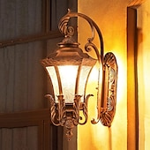 abordables luces de pared al aire libre-Aplique de pared led accesorio de iluminación antiguo aplique de pared linterna externa impermeable a prueba de óxido de aluminio linterna de vidrio lámpara de pared linterna patio jardín balcón