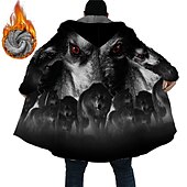 preiswerte Fleecejacke für Herren-Herren Tier Wolf Grafik-Drucke Wintermantel Fleecejacke Mantel warm halten Atmungsaktiv Komfortabel Modisch Strassenmode Sport Sport &amp; Natur Freizeitskleidung Ausgehen Zip Tasche Bedruckt Herbst