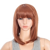 abordables Perruques de carnaval-Perruque bob courte droite ombrée bleu rose multicolore de 10 pouces avec frange perruque synthétique colorée de cosplay pour les fêtes quotidienne pour femmes et enfants avec bonnet de perruque