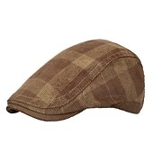 billiga Huvudbonader för herrar-Herr Platt mössa Tweed Keps Svart Mörk marin Bomull 1920-talets mode Traditionell / Klassisk Friluftskläder Ledigt / vardag Pläd / Rutig