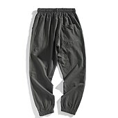 baratos Clássico-Homens Corredor Calças de linho Calças Calça verão Bolsos Com Cordão Cintura elástica Tecido Conforto Respirável Comprimento total Casual Diário Feriado Misto de Algodão e Linho Moda Clássico Preto