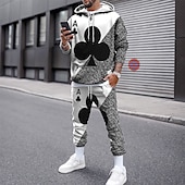 baratos Conjunto de Moletom 3D Masculino-Homens Gráfico Pôquer 2pcs Conjuntos de moletom 3D Moletom Moletons Manga Longa Calças compridas Com Capuz Roupa de rua Designer Básico Desportos e Ar livre Casual Esportes Imprimir Primavera Outono
