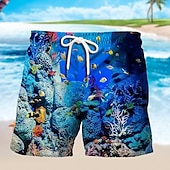 お買い得  オーシャンプリント-男性用 グラフィック 海洋 観賞魚用 スイムトランク スイムショーツ ボードショーツ ミディアムウエスト ハワイアン デザイナー ボヘミアン 祝日 ビーチ ドローストリング メッシュ裏地付き 弾性ウエスト デザイナー 衣類