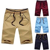 cheap Work Shorts-Men&#039;s Bermuda shorts Workout Shorts Golf Shorts Drawstring Elastic Waist Plain Outdoor Going out Cotton Blend Fashion Streetwear Red Sky Blue Micro-elastic