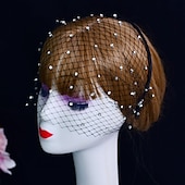 baratos Véus de Noiva-Véu de Noiva Estiloso de Camada Única  Véus de Casamento de Estilo Europeu  Véus de Gaiola de Pássaros com Cristais  Tulle para impressionar