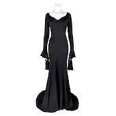 baratos Trajes Femininos-Quarta-feira Addams família Addams Mortícia Addams Vestidos Moda Cosplay filme for Mulheres Adulto Baile de Máscaras