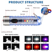 abordables Linternas-mini llavero linterna lámpara recargable antorcha súper brillante con imán camping luz uv potentes luces de iluminación portátiles