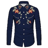 Pánské Květinový Grafické tisky Košile Westernová košile Kovbojská košile Dlouhý rukáv Módní Designové Na běžné nošení Venkovní Denní Dovolená Podzim zima Přehnutý Tisk Tlačítko dolů Černá Námořnick levne pánské westernové košile-Pánské Květinový Grafické tisky Košile Westernová košile Kovbojská košile Dlouhý rukáv Módní Designové Na běžné nošení Venkovní Denní Dovolená Podzim zima Přehnutý Tisk Tlačítko dolů Černá Námořnick