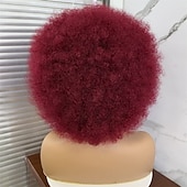 economico Parrucche di Carnevale-Parrucche afro anni &#039;70 per donne nere - grande parrucca afro puff con frangia capelli sintetici ricci crespi corti per le donne