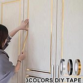 economico Adesivi murali decorativi-1pc adesivo per cuciture autoadesive adesivo e gancio per piastrelle in ceramica, nastro dorato, piastrelle impermeabili per carta da parati per pavimenti domestici, adesivi per piastrelle per piastrelle per pavimento