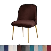 abordables Funda para silla de comedor-Funda para silla de comedor, tapizada en terciopelo elástico, funda para silla de comedor lateral, funda para silla de comedor con respaldo curvo en color burdeos y rojo, fundas para sillas de