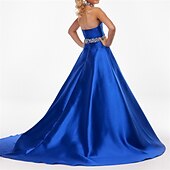 ieftine Rochii Fata cu Flori-Rochie tip sheath cu trenă sweep  brush rochie de Crăciun rochie pentru fetițe de flori rochie de concurs și performanță pentru juniori rochie drăguță de bal din satin cu mărgele spate deschis fit