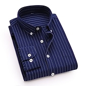 voordelige oxford-overhemden voor heren-Voor heren Overhemd Button-down overhemd Shirt met kraag Strijkvrij overhemd Oxford overhemd Gestreept Bruiloft Buiten Zwart+Wit+Marineblauw Wit Marineblauw blauw Lange mouw Strijkijzer Lente &amp; Herfst